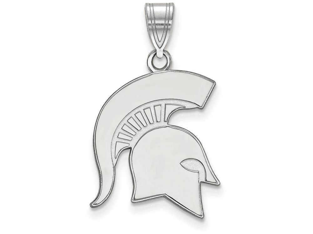 LogoArt Sterling Silver Michigan State University Large Pendant Necklace