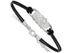 Logoart 925 Sterling Silver Texas Christian University Small Center Leather Bracelet