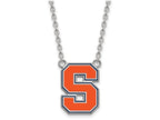 LogoArt Sterling Silver Syracuse University Large Enamel Pendant Necklace