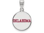 LogoArt Sterling Silver Oklahoma Medium Enamel Disc Pendant Necklace