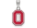 LogoArt Sterling Silver Ohio State University Small Enamel Pendant Necklace