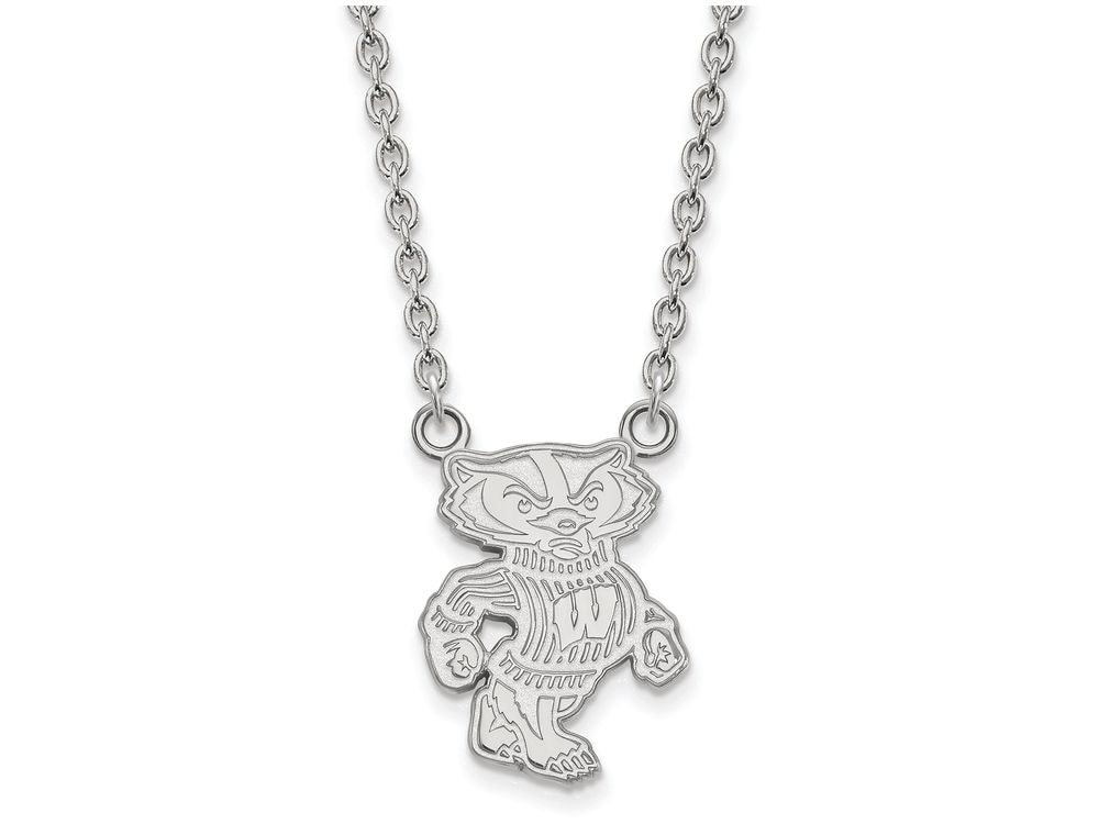 LogoArt Sterling Silver University Of Wisconsin Large Pendant Necklace