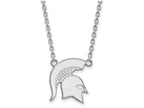 LogoArt Sterling Silver Michigan State University Large Pendant Necklace