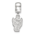 LogoArt Sterling Silver North Carolina State University Bead Charm Charm Small Dangle Bead Charm