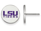 LogoArt Sterling Silver Louisiana State University Small Enamel Disc Earrings