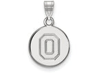 LogoArt Sterling Silver Ohio State University Small Disc Pendant Necklace