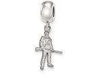 LogoArt Sterling Silver West Virginia University Bead Charm Charm Small Dangle Bead Charm