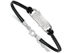 LogoArt Sterling Silver University Of Nebraska Small Leather Bracelet
