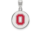 LogoArt Sterling Silver Ohio State University Medium Enamel Disc Pendant Necklace