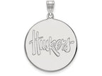 LogoArt Sterling Silver University Of Nebraska XL Disc Pendant Necklace