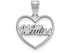 LogoArt Sterling Silver University Of Mississippi Pendant Necklace In Heart