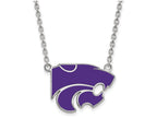 LogoArt Sterling Silver Kansas State University Large Enamel Pendant Necklace