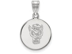 LogoArt Sterling Silver North Carolina State University Medium Disc Pendant Necklace