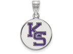 LogoArt Sterling Silver Kansas State University Medium Enamel Disc Pendant Necklace