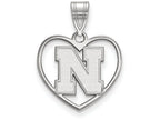 LogoArt Sterling Silver University Of Nebraska Pendant Necklace In Heart