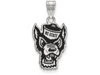 LogoArt Sterling Silver North Carolina State University Large Enamel Pendant Necklace