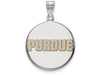 LogoArt Sterling Silver Purdue Large Enamel Disc Pendant Necklace
