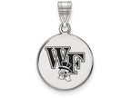 LogoArt Sterling Silver Wake Forest University Medium Enamel Disc Pendant Necklace