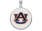 LogoArt Sterling Silver Auburn University XL Enamel Disc Pendant Necklace