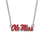 LogoArt Sterling Silver University Of Mississippi Small Enamel Pendant Necklace