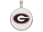 LogoArt Sterling Silver University Of Georgia XL Enameled Pendant Necklace