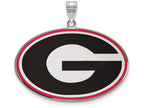 LogoArt Sterling Silver University Of Georgia XL Enamel Pendant Necklace