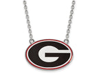 LogoArt Sterling Silver University Of Georgia Large Enamel Pendant Necklace
