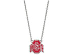 LogoArt Sterling Silver Ohio State University Large Enamel Pendant Necklace