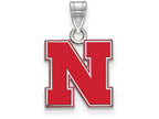 LogoArt Sterling Silver University Of Nebraska Small Enamel Pendant Necklace