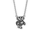LogoArt Sterling Silver University Of Wisconsin Large Enamel Pendant Necklace