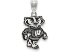 LogoArt Sterling Silver University Of Wisconsin Large Enamel Pendant Necklace