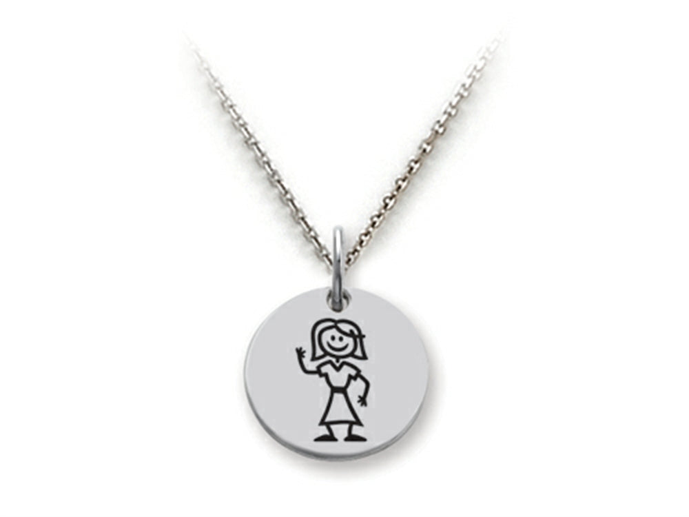 Family Values 925 Sterling Silver Mom Disc Pendant Necklace - Chain Included