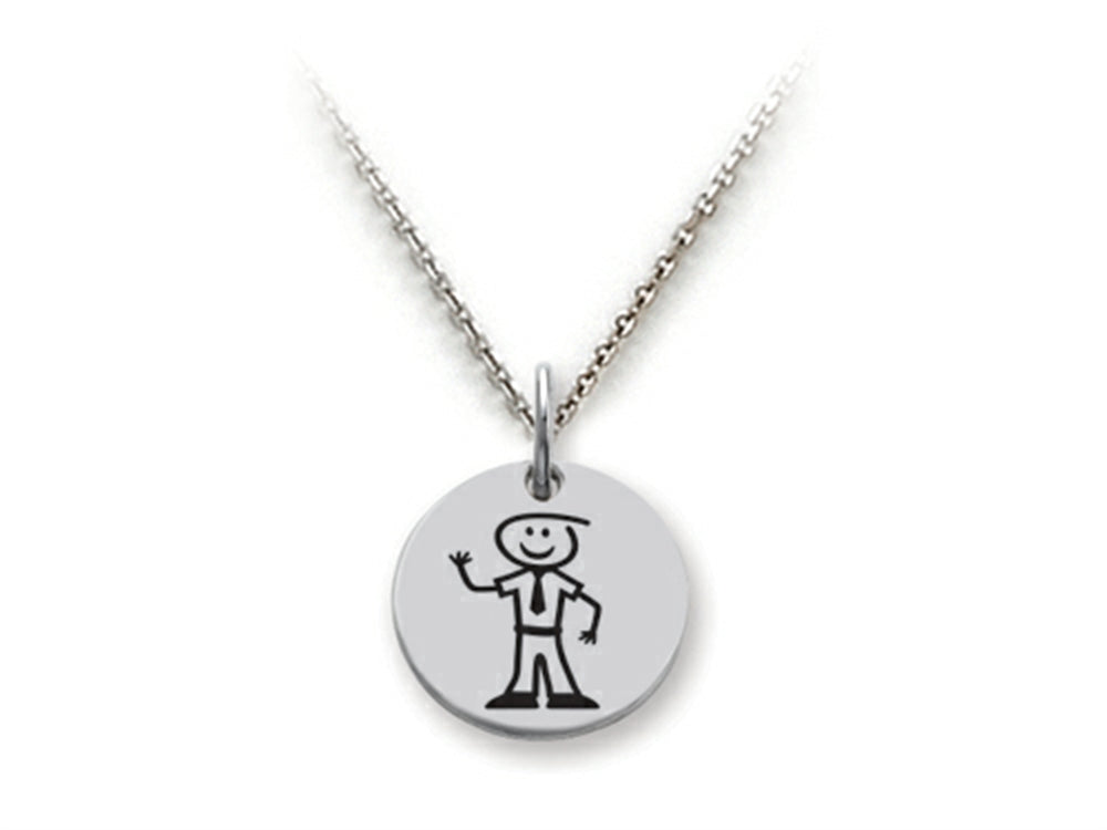 Family Values 925 Sterling Silver Dad Disc Pendant Necklace - Chain Included