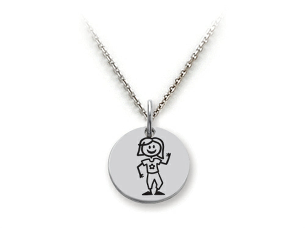 Family Values 925 Sterling Silver Mom with Plants Disc Pendant Necklace - Chain Included