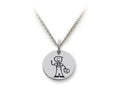 Family Values 925 Sterling Silver Blue Collar Dad Disc Pendant Necklace - Chain Included