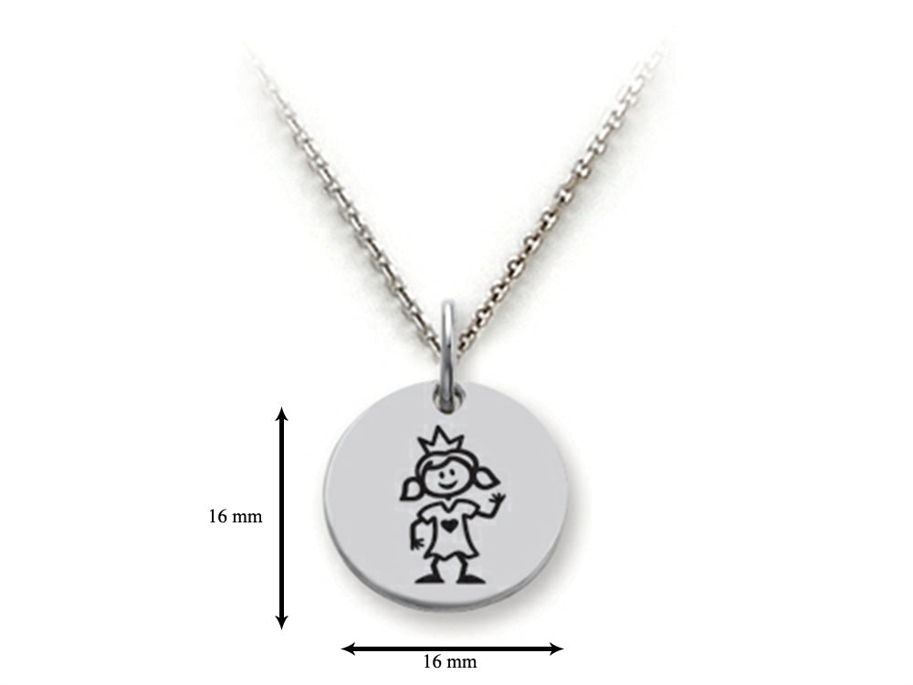 Family Values 925 Sterling Silver Princess Disc Pendant Necklace - Chain Included