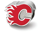 LogoArt Sterling Silver Calgary Flames Flaming C Enameled Logo Bead Charm