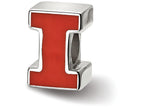 LogoArt Sterling Silver University Of Illinois Block I Enameled Logo Bead Charm