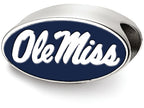 LogoArt Sterling Silver University of Mississippi Ole Miss Silver In Oval Enameled Logo Bead Charm