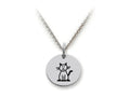 Family Values 925 Sterling Silver Kitty Disc Pendant Necklace - Chain Included