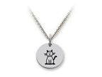Family Values 925 Sterling Silver Kitty Disc Pendant Necklace - Chain Included