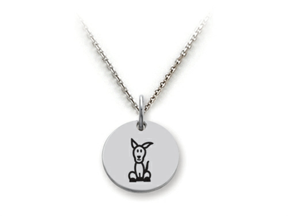 Family Values 925 Sterling Silver Dog Disc Pendant Necklace - Chain Included