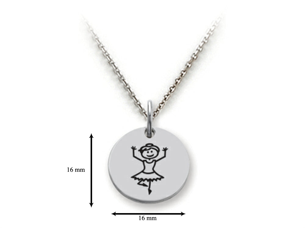 Family Values 925 Sterling Silver Ballerina Disc Pendant Necklace - Chain Included