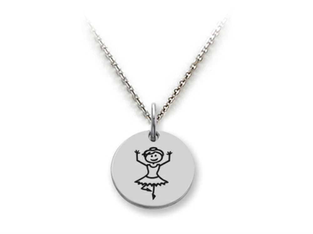 Family Values 925 Sterling Silver Ballerina Disc Pendant Necklace - Chain Included