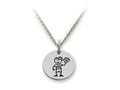 Family Values 925 Sterling Silver Baseball Player Boy Disc Pendant Necklace - Chain Included