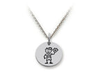 Family Values 925 Sterling Silver Baseball Player Boy Disc Pendant Necklace - Chain Included