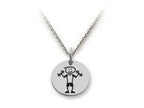 Family Values 925 Sterling Silver Weightlifter Disc Pendant Necklace - Chain Included