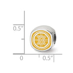 Logoart 925 Sterling Silver Boston Bruins b Primary Cushion-Cut Double Logo Bead