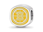 Logoart 925 Sterling Silver Boston Bruins b Primary Cushion-Cut Double Logo Bead