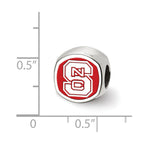 LogoArt Sterling Silver North Carolina State University ncs Block Cushion-Cut Double Logo Bead Charm